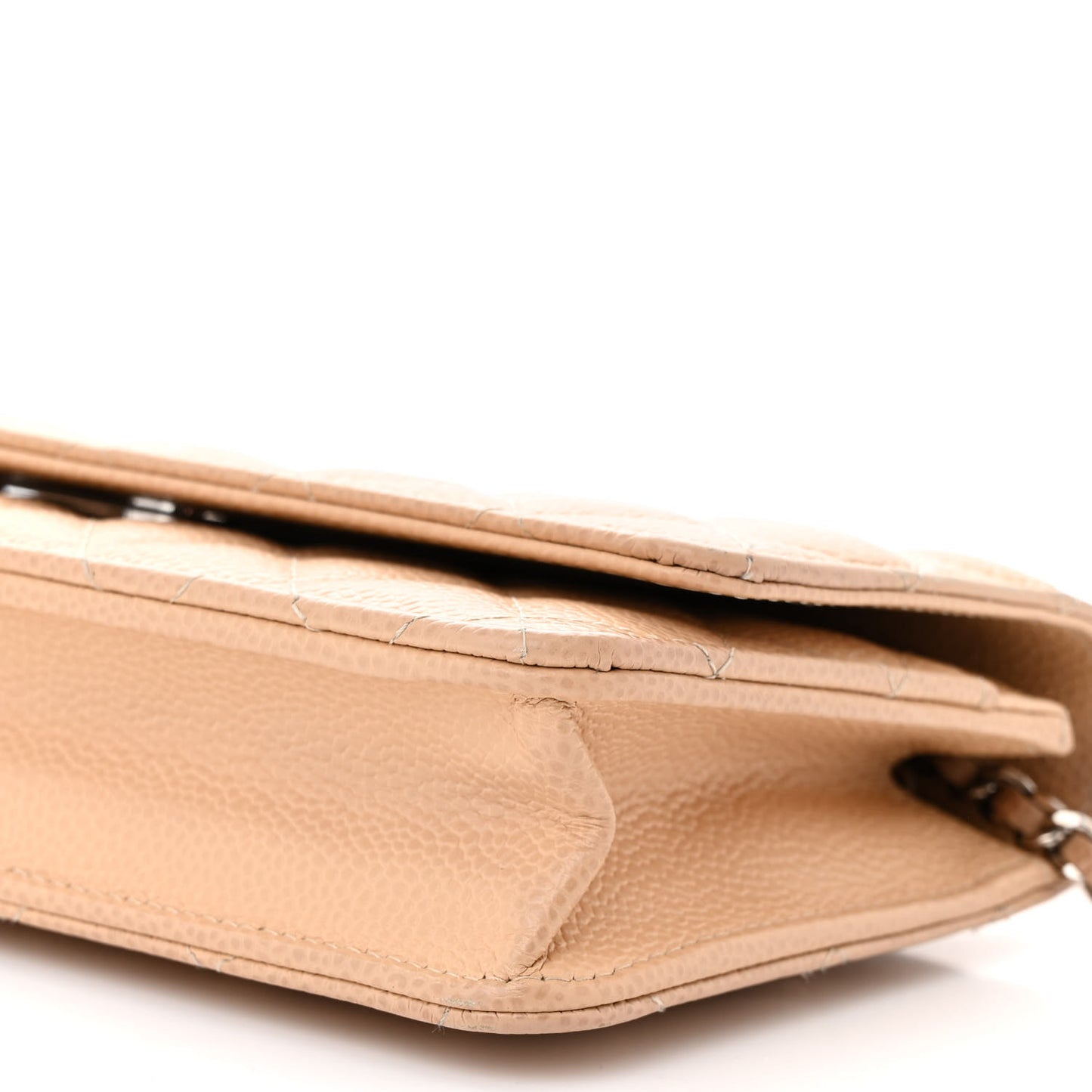 Caviar Quilted Wallet on Chain WOC Beige