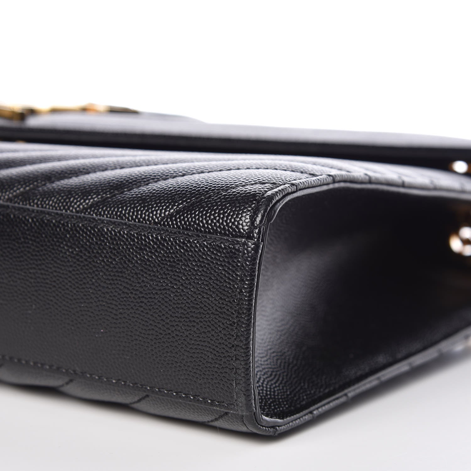 Saint Laurent Grain De Poudre Matelasse Chevron Large Monogram Satchel Black 6 of 10