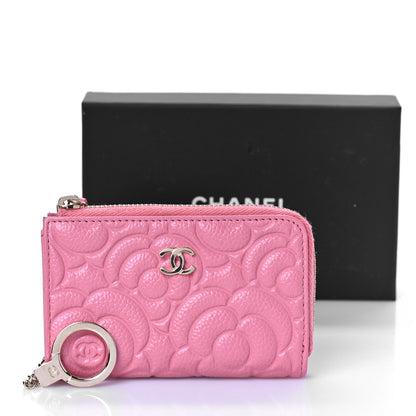 Chanel Caviar Camellia Embossed Key Holder Case Pink 9 of 9