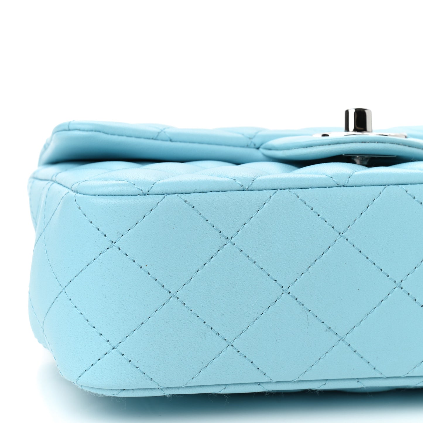Lambskin Quilted Mini Rectangular Flap Neon Blue