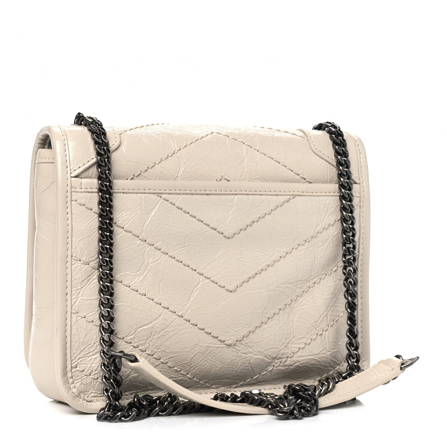 Crinkled Calfskin Matelasse Monogram Niki Chain Wallet Crema Soft