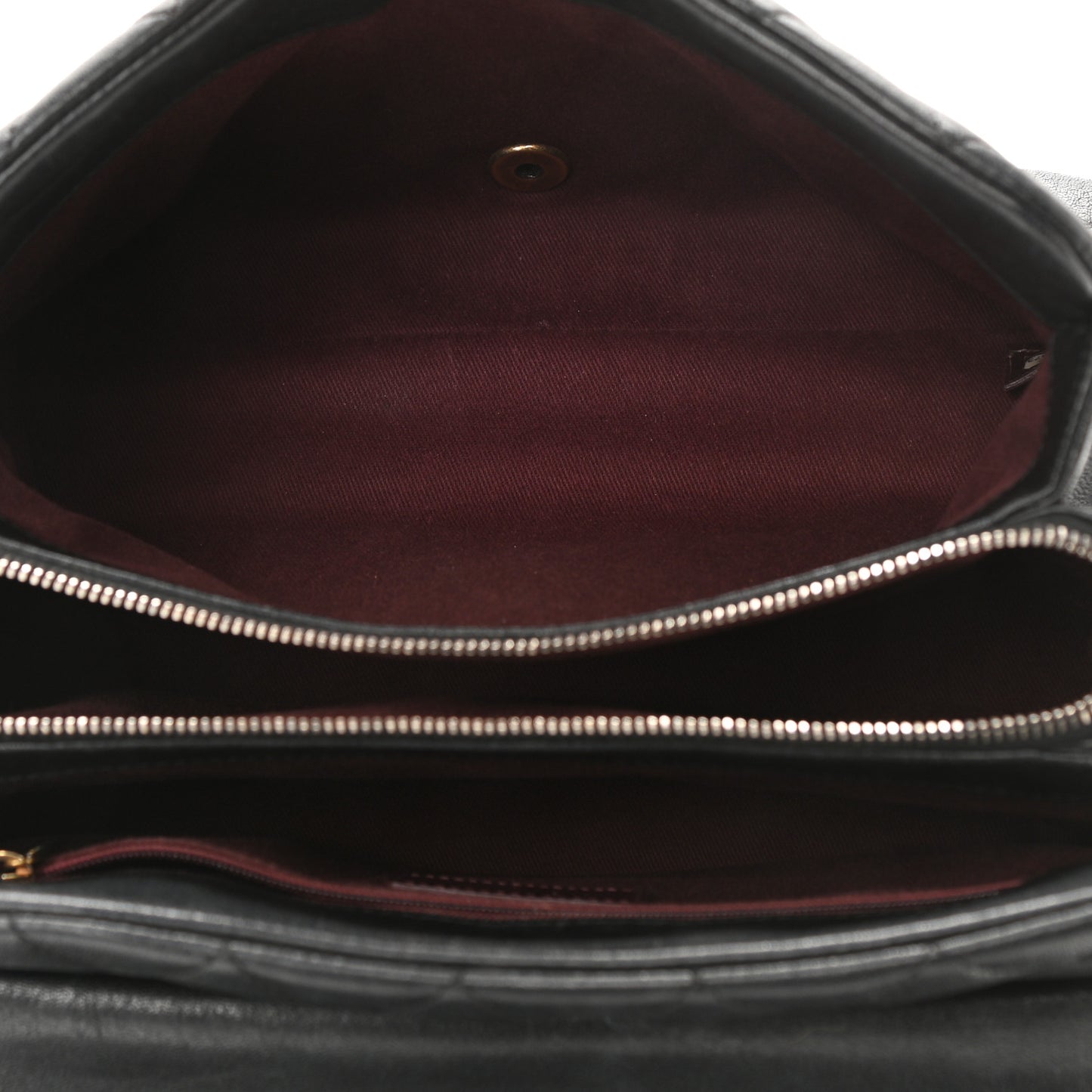 Shiny Sheepskin Quilted Large Trapezio Flap Black