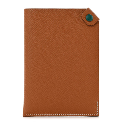 Hermes Epsom Tarmac Dot PM Passport Holder Gold Malachite 1 of 8