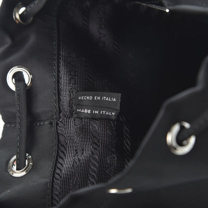 Prada Saffiano Tessuto Nylon Vela Lettering Bucket Wristlet Black 8 of 9