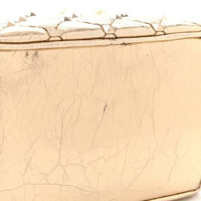 Valentino Garavani Metallic Wrinkled Lambskin Rockstud Spike Double Zip Camera Crossbody Bag Mekong 11 of 11