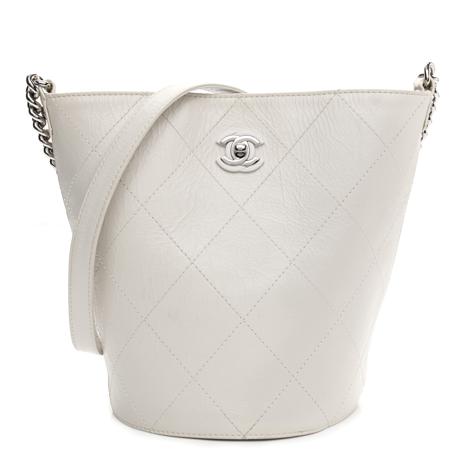 Chanel Aged Calfskin Stitched Shoulder Bag White 1 of 11