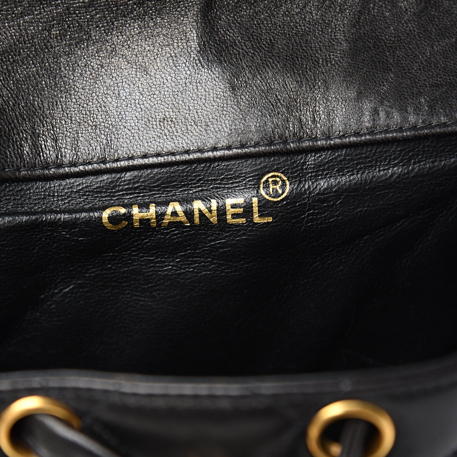 Chanel Lambskin Quilted Drawstring Backpack Black 5 of 11