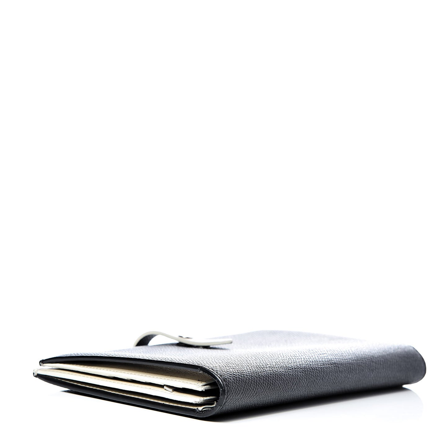 Grained Calfskin Large Multifunction Strap Wallet Black Chalk
