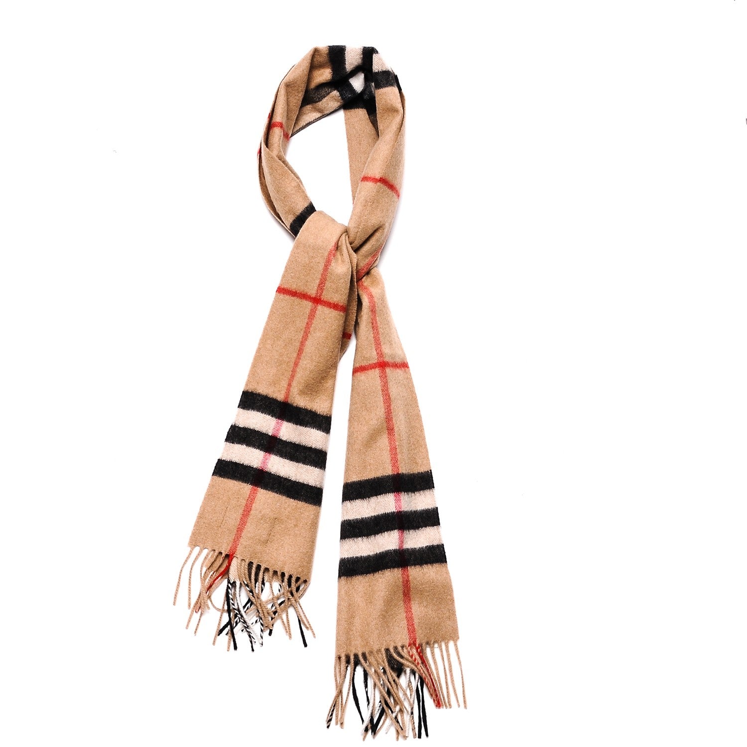 Burberry Cashmere Giant Check Fringe Scarf Camel 5 of 6