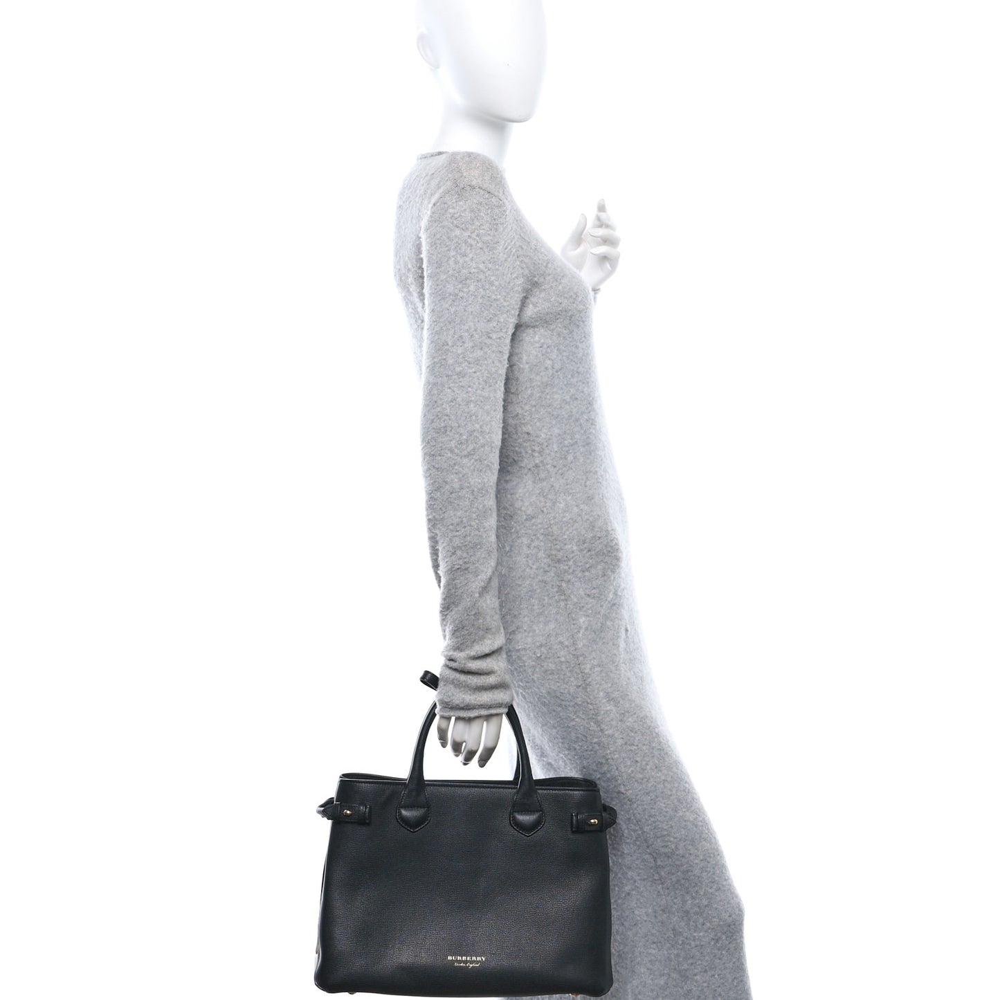 Derby Calfskin House Check Medium Banner Tote Black