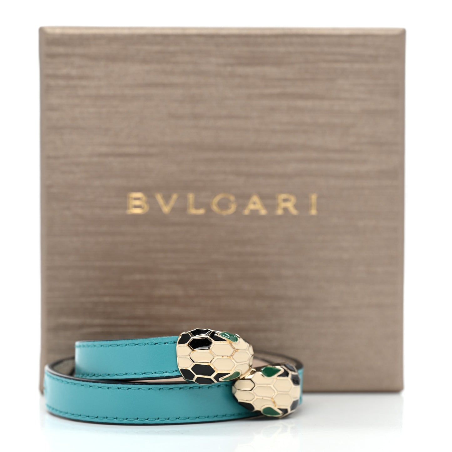 Calfskin Serpenti Forever Multi-coiled Bracelet Turquoise