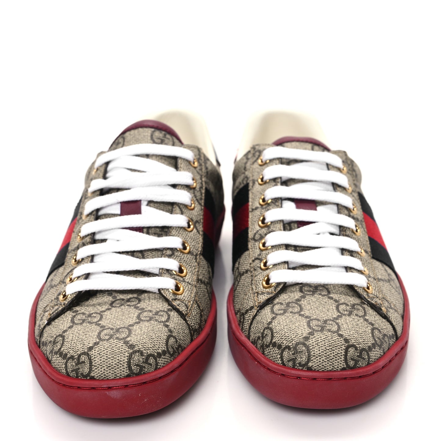 GG Supreme Monogram Ayers Mens New Ace Low-Top Sneaker 5 Blue Red