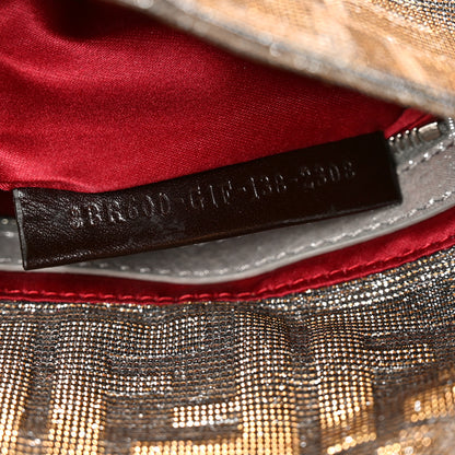 Fendi Metallic Lurex Zucca Vitello Baguette Argento 7 of 10