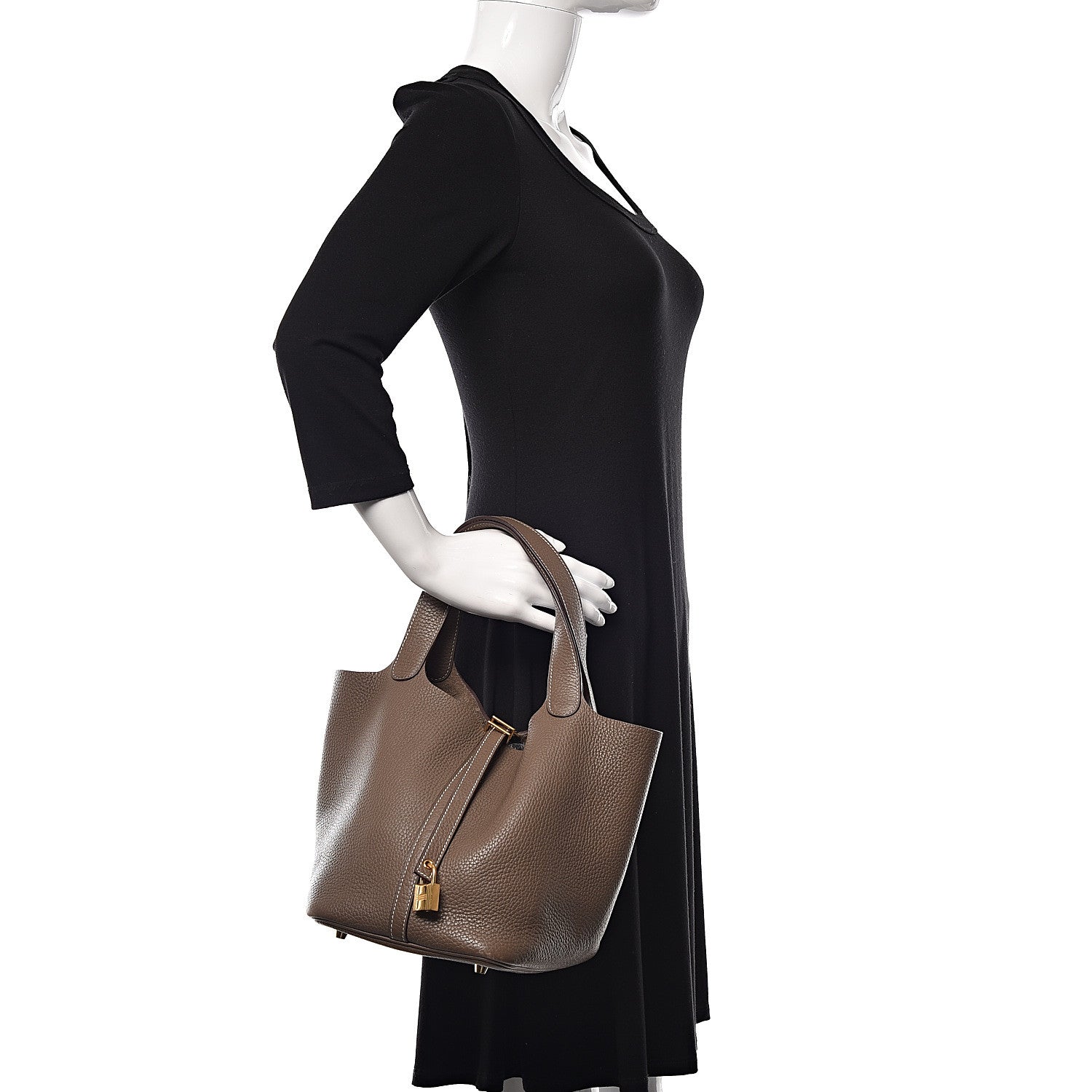 Hermes Taurillon Clemence Picotin Lock 22 MM Etoupe 2 of 10