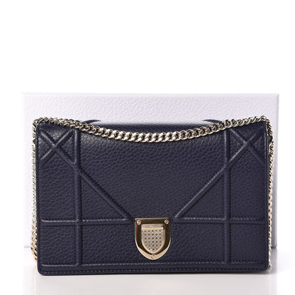 Christian Dior Grained Calfskin Diorama Wallet on Chain Pouch Indigo 10 of 10