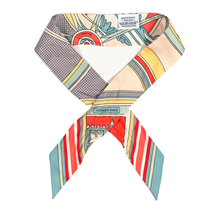 Hermes Silk Washington's Carriage Detail Twilly Creme Aqua Jaune 1 of 3