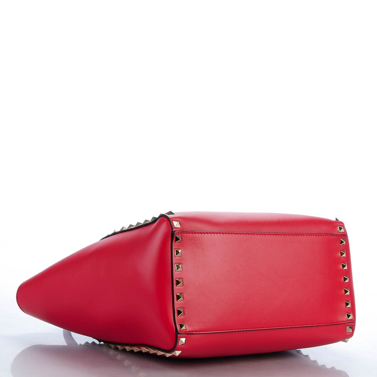 Valentino Garavani Vitello Rockstud Double Handle Tote Rosso Valentino 4 of 9