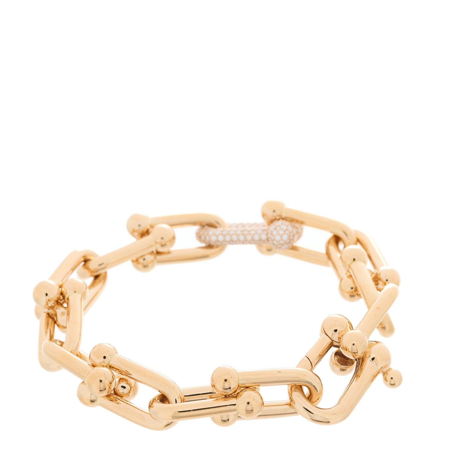 Tiffany 18K Rose Gold Diamond Large HardWear Link Bracelet 2 of 5