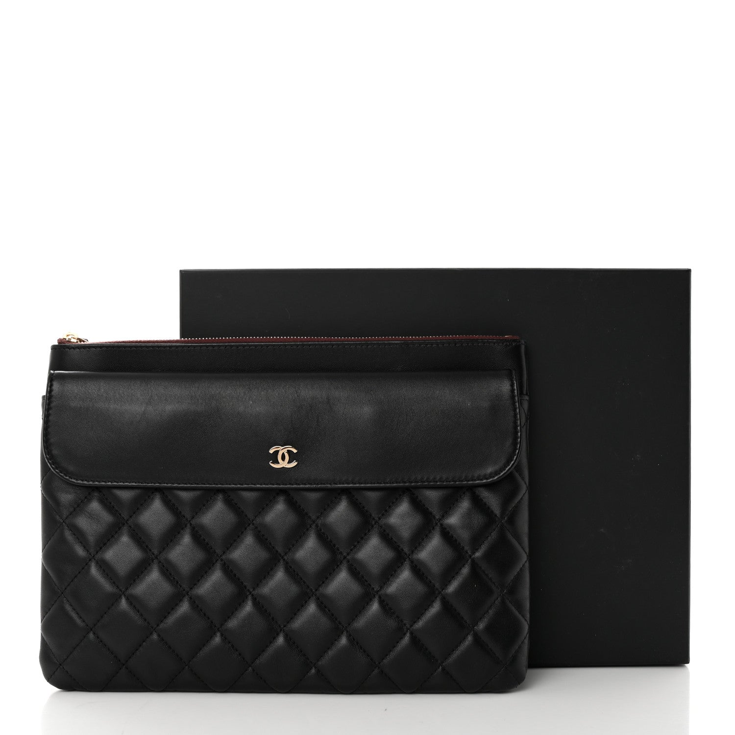 Chanel Lambskin Quilted Medium Flap Cosmetic Case Black 8 of 8