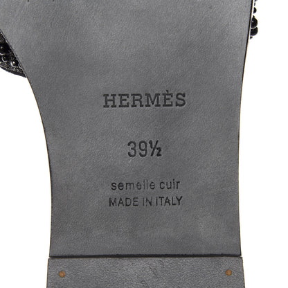 Hermes Goatskin Crystal Oran Sandals 39.5 Black 8 of 10