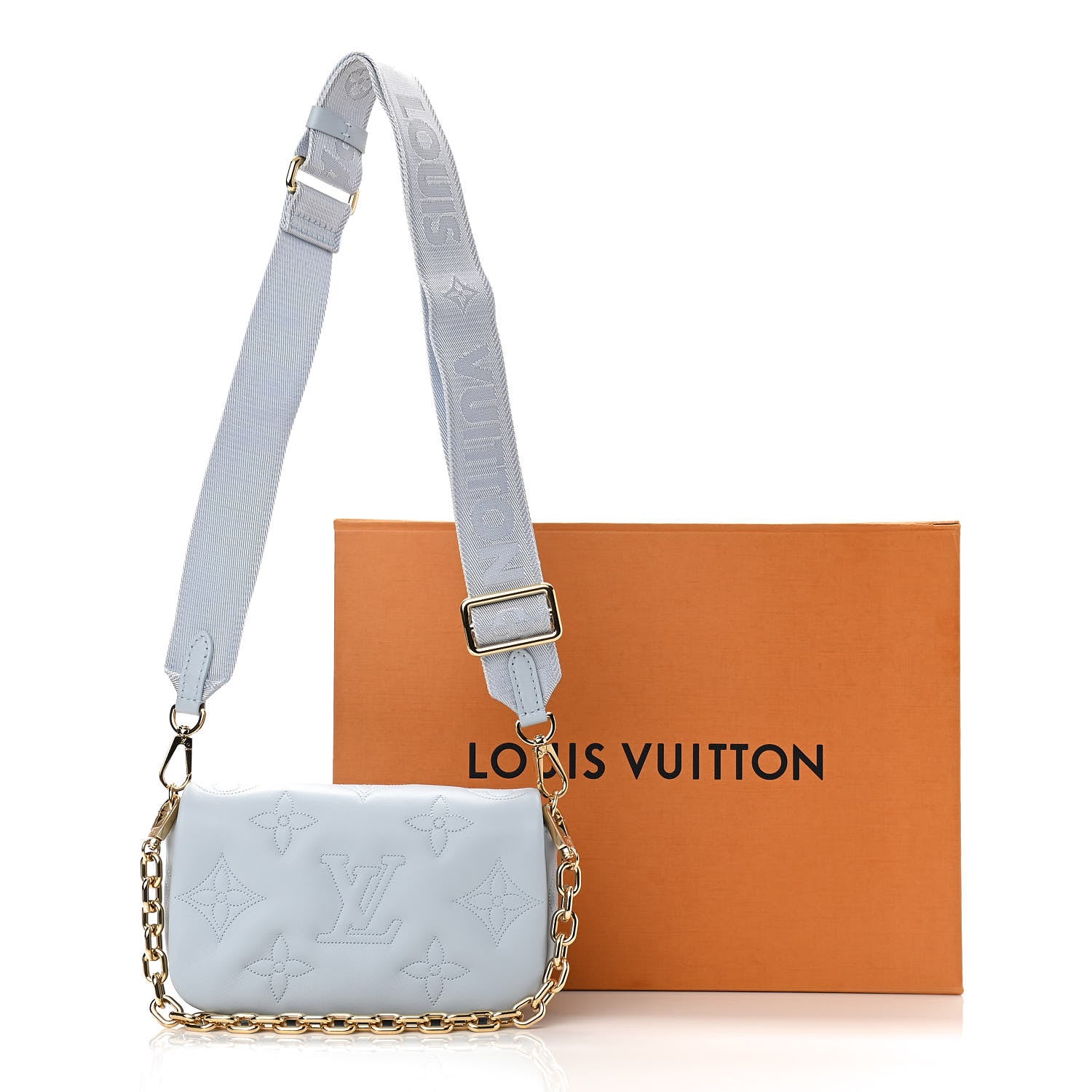 Louis Vuitton Calfskin Bubblegram Wallet On Strap Ice Blue 10 of 10
