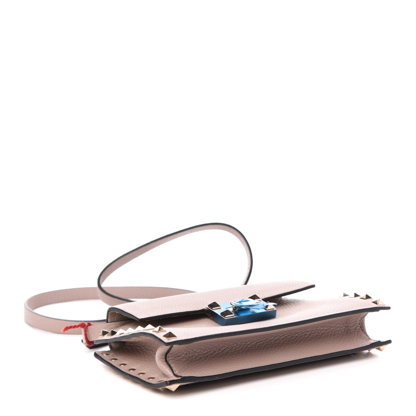 Pebbled Calfskin Small Rockstud Overlay Flap Shoulder Bag Poudre