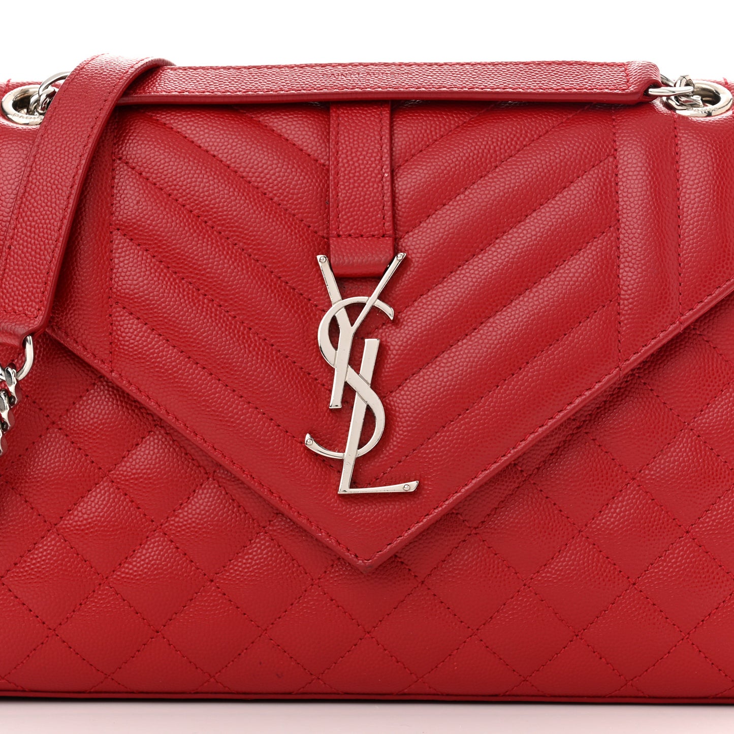 Grain De Poudre Textured Mixed Matelasse Triquilt Medium Monogram Satchel New Red