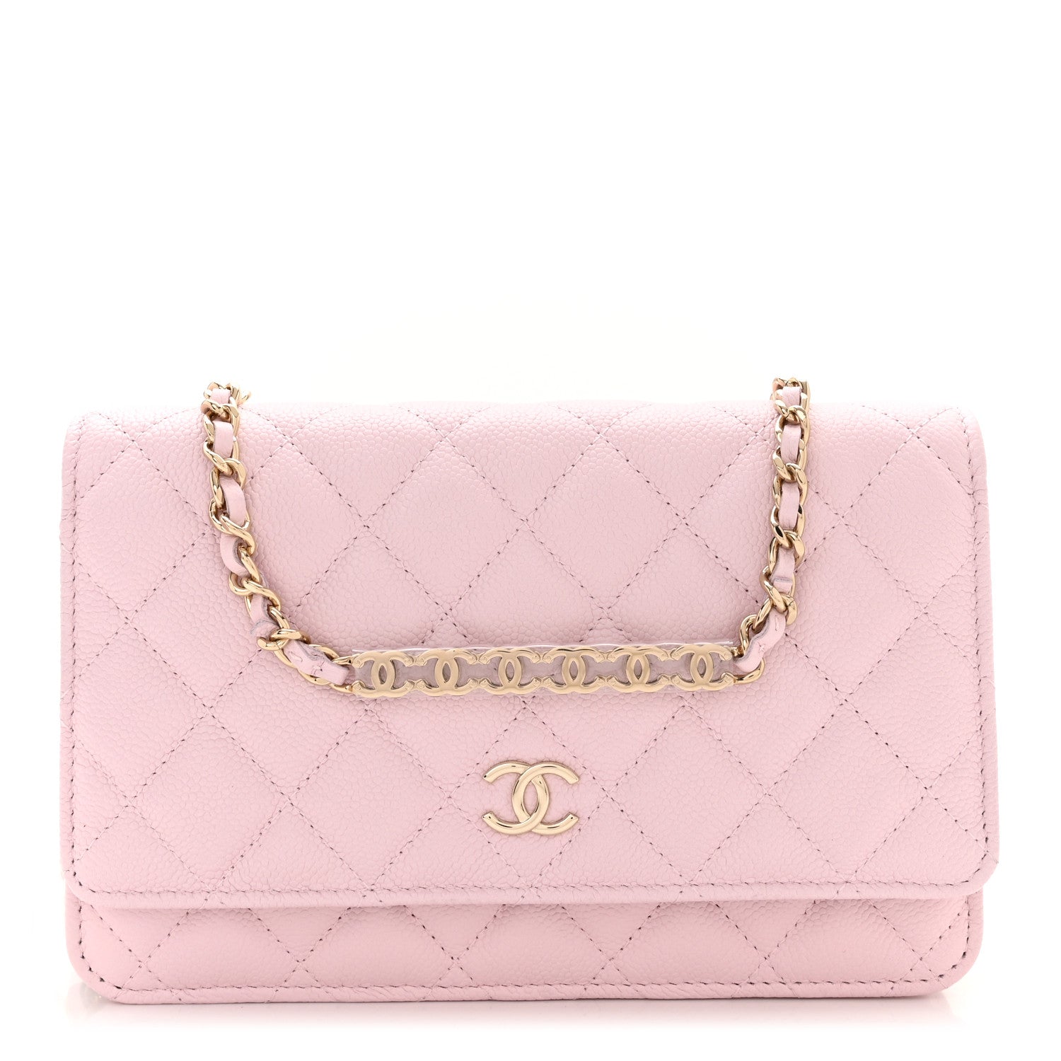 Chanel Caviar Quilted Tiny CC Wallet On Chain WOC Light Pink 1 of 12