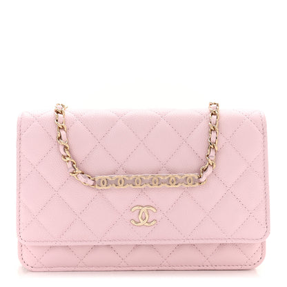 Chanel Caviar Quilted Tiny CC Wallet On Chain WOC Light Pink 1 of 12