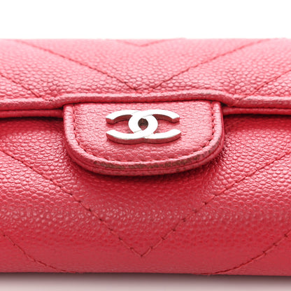 Chanel Caviar Chevron Quilted Flap Card Holder Red 7 of 11