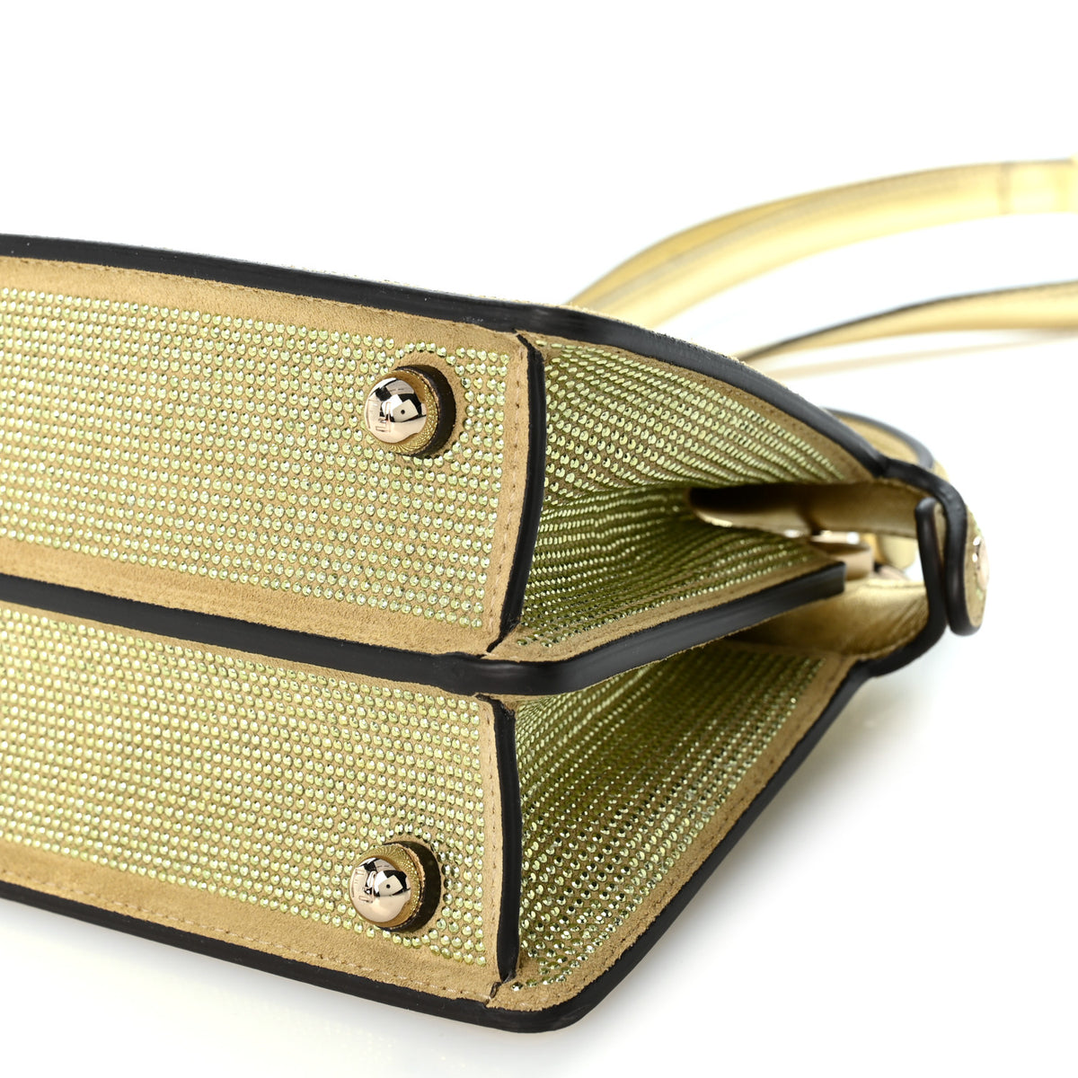 Iridescent Crystal Vitello Laminato Suede FF Petite Peekaboo I SEE U Satchel Platino