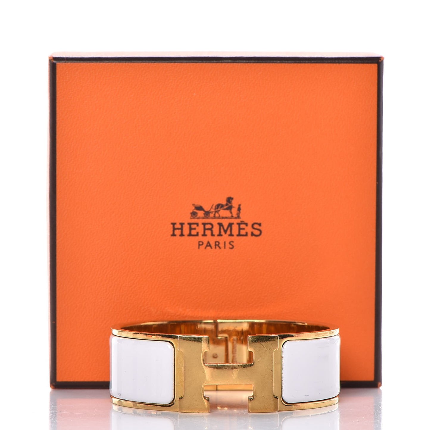 Enamel Wide Clic Clac H Bracelet PM White