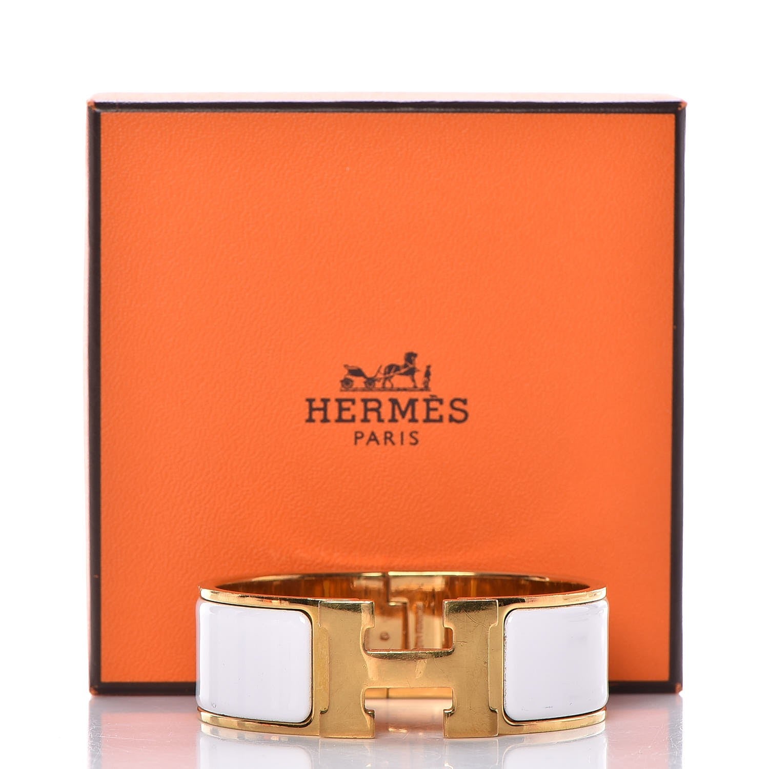 Hermes Enamel Wide Clic Clac H Bracelet PM White 6 of 6