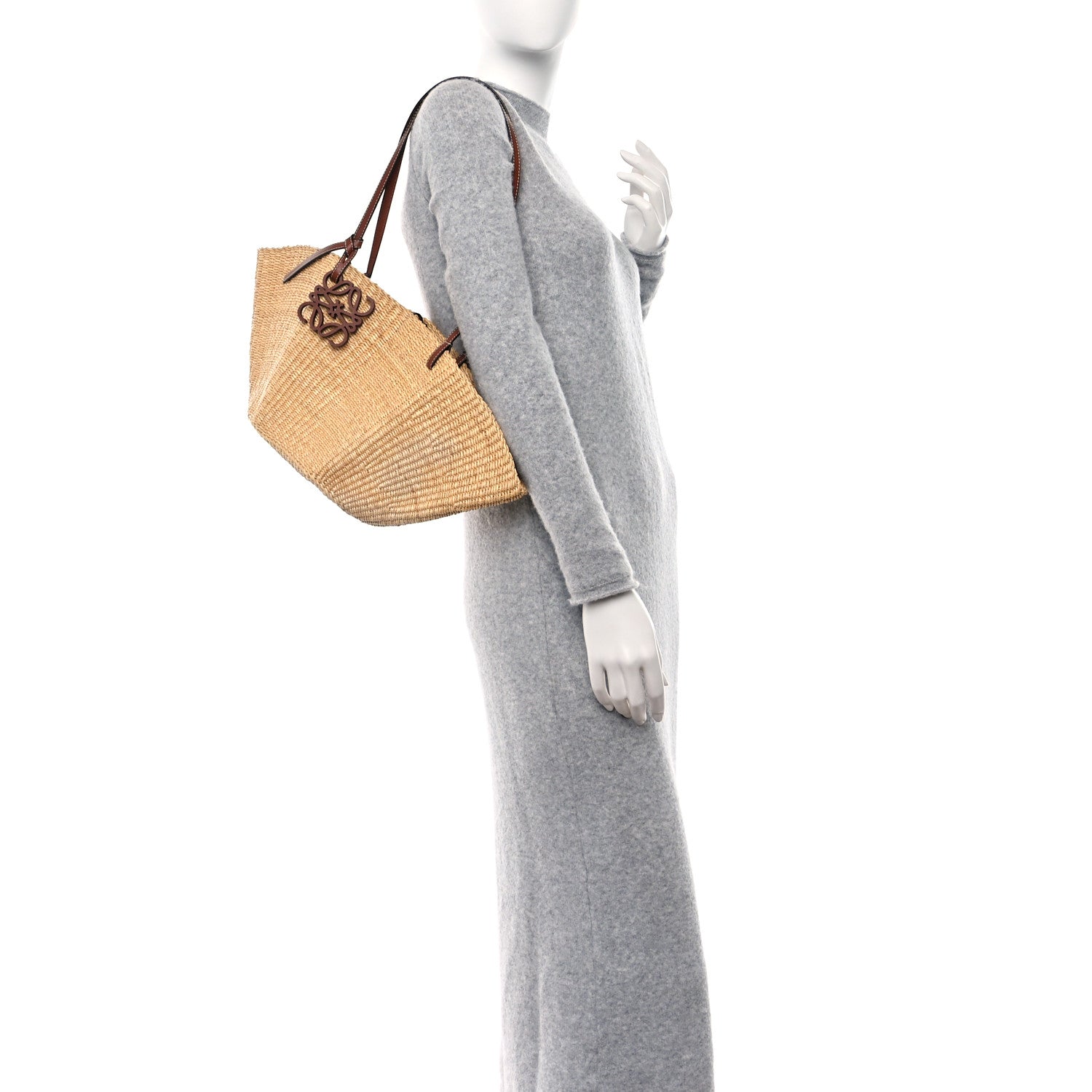Loewe Calfskin Raffia Paulas Ibiza Small Basket Tote Bag Natural Tan 2 of 8