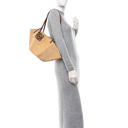 Loewe Calfskin Raffia Paulas Ibiza Small Basket Tote Bag Natural Tan 2 of 8