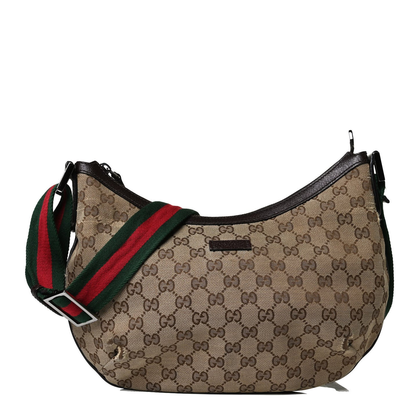 Monogram Web Medium Half Moon Hobo Dark Brown