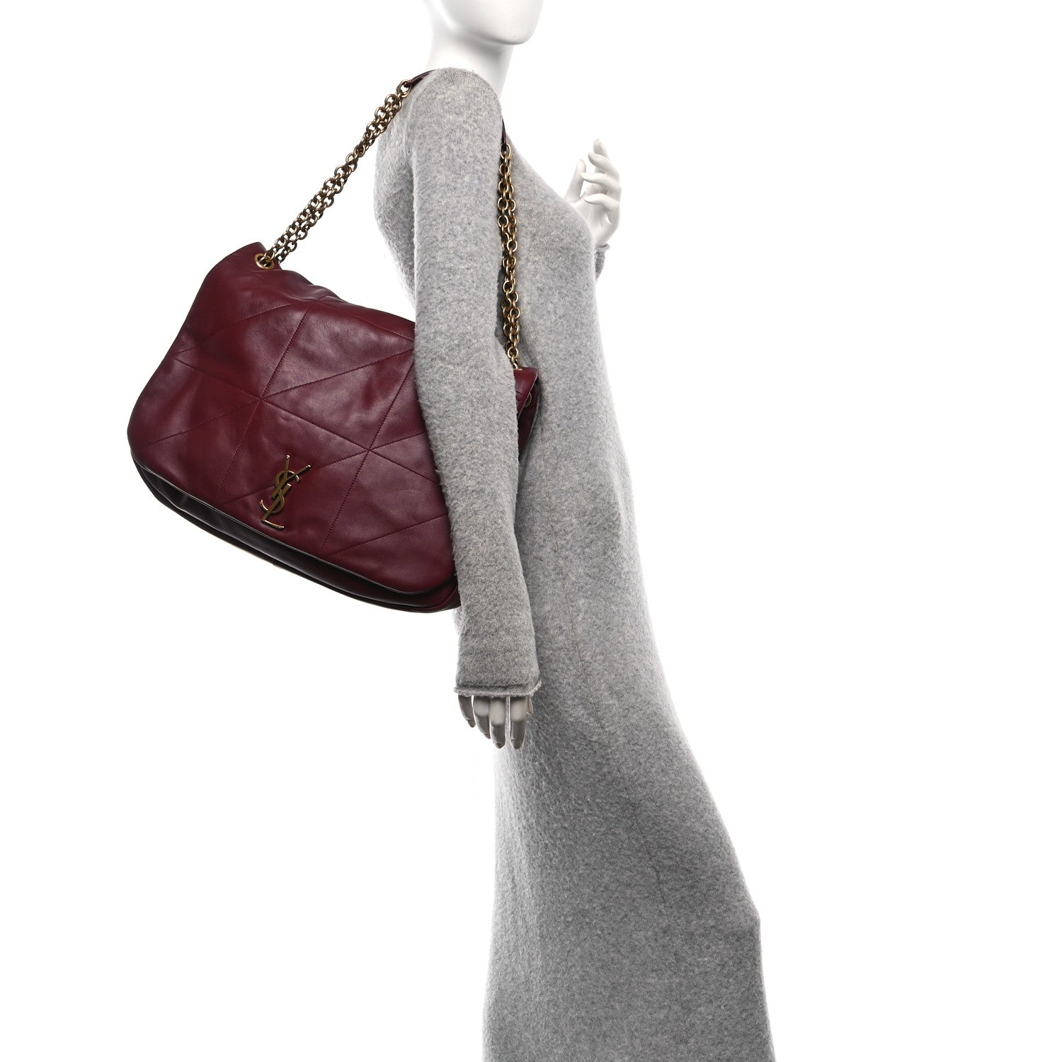 Saint Laurent Lambskin Matelasse Monogram Large Jamie 4.3 New Dark Bordeaux 2 of 10