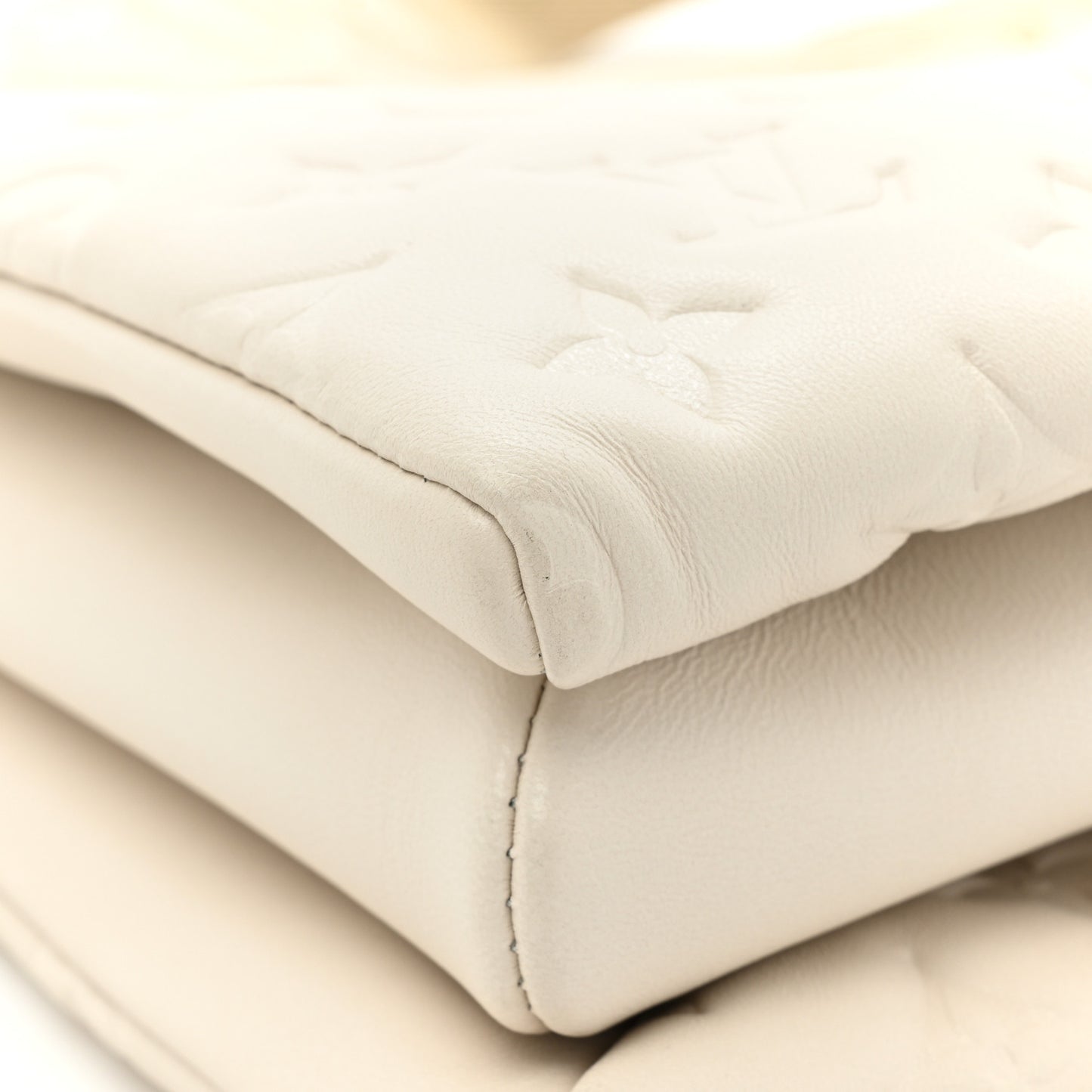 Lambskin Embossed Monogram Coussin PM Cream