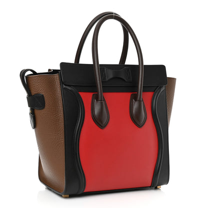 Celine Bullhide Calfskin Micro Tri-Color Luggage Bright Red 2 of 12
