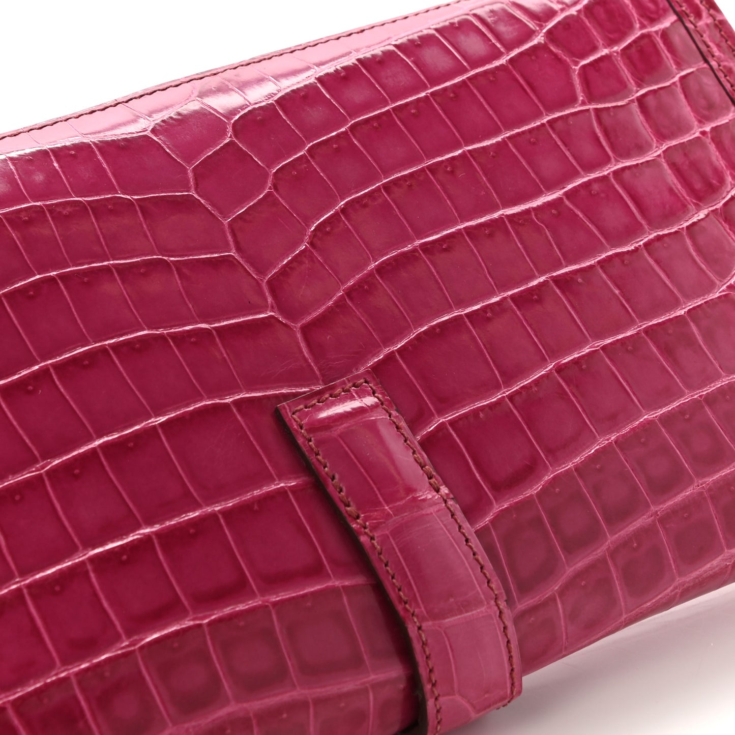 Shiny Niloticus Crocodile Jige Elan 29 Clutch Rose Scheherazade