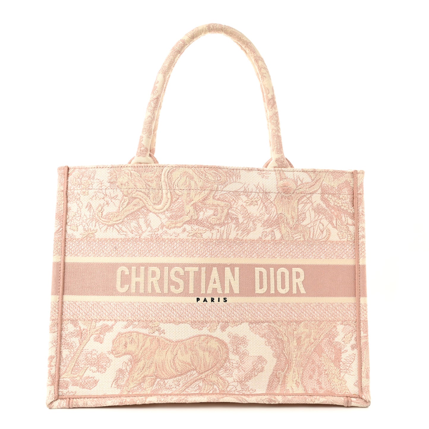 Canvas Embroidered Medium Dioriviera Toile De Jouy Book Tote Rose