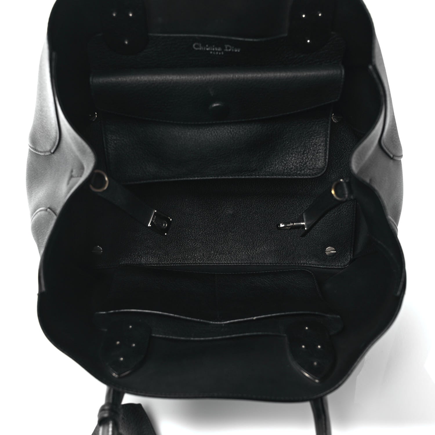 Christian Dior Supple Grained Calfskin Large Open Bar Tote Black 5 of 11