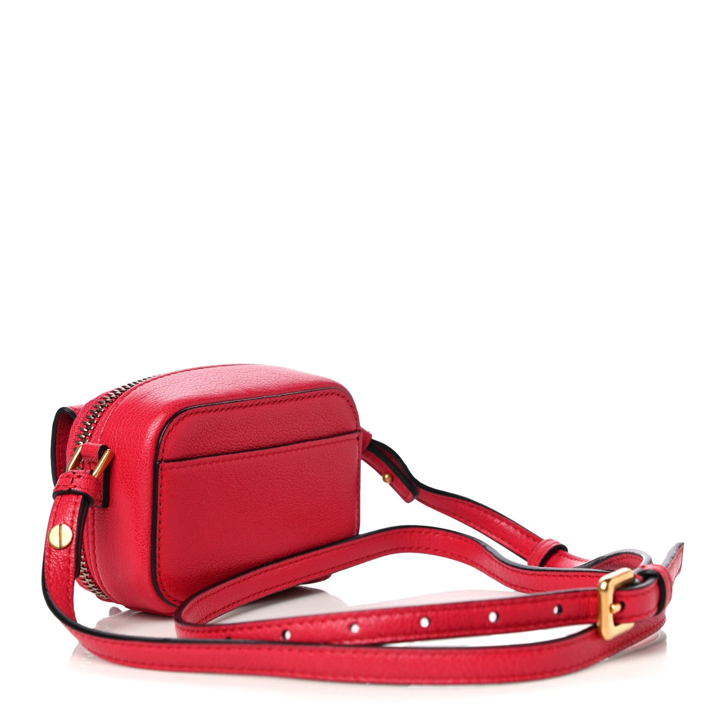 Goatskin Mini Saddle Shoulder Strap Pouch Red