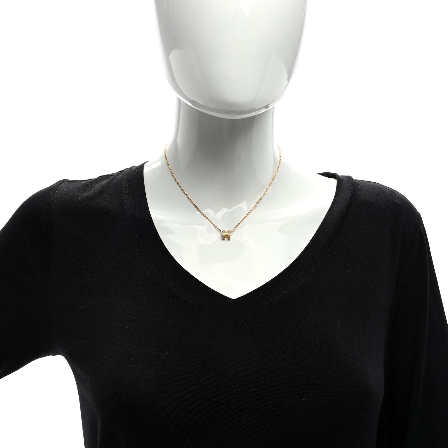 Lacquered Rose Gold Mini Pop H Pendant Necklace Marron Glace