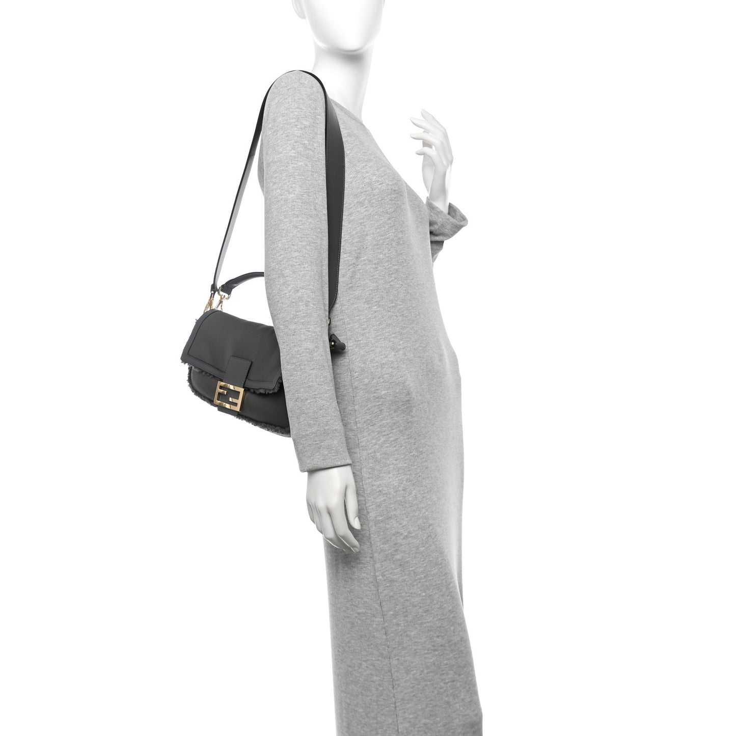 Lambskin Shearling Baguette Anthracite