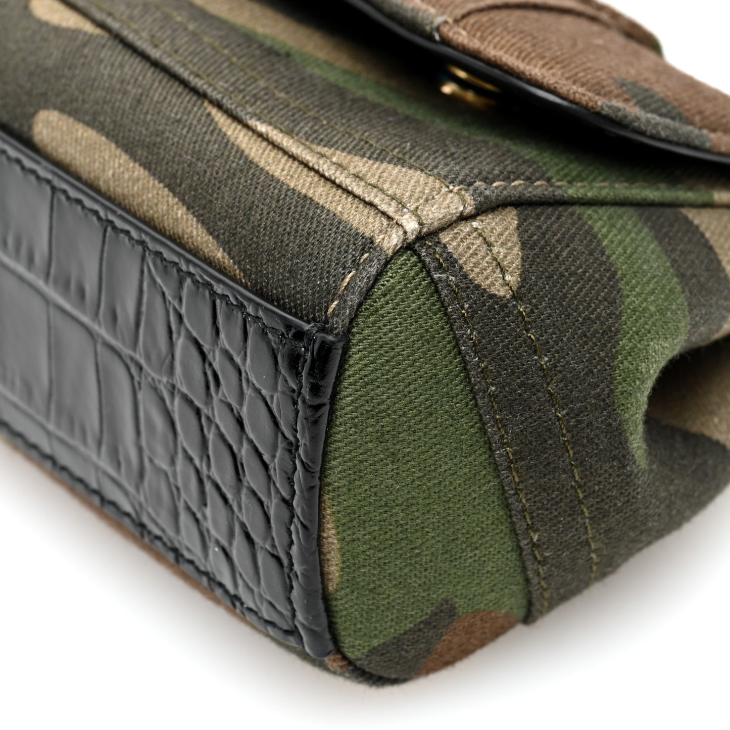 Cotton Calfskin Croc Embossed Camouflage Patchwork Small Sicily Multicolor