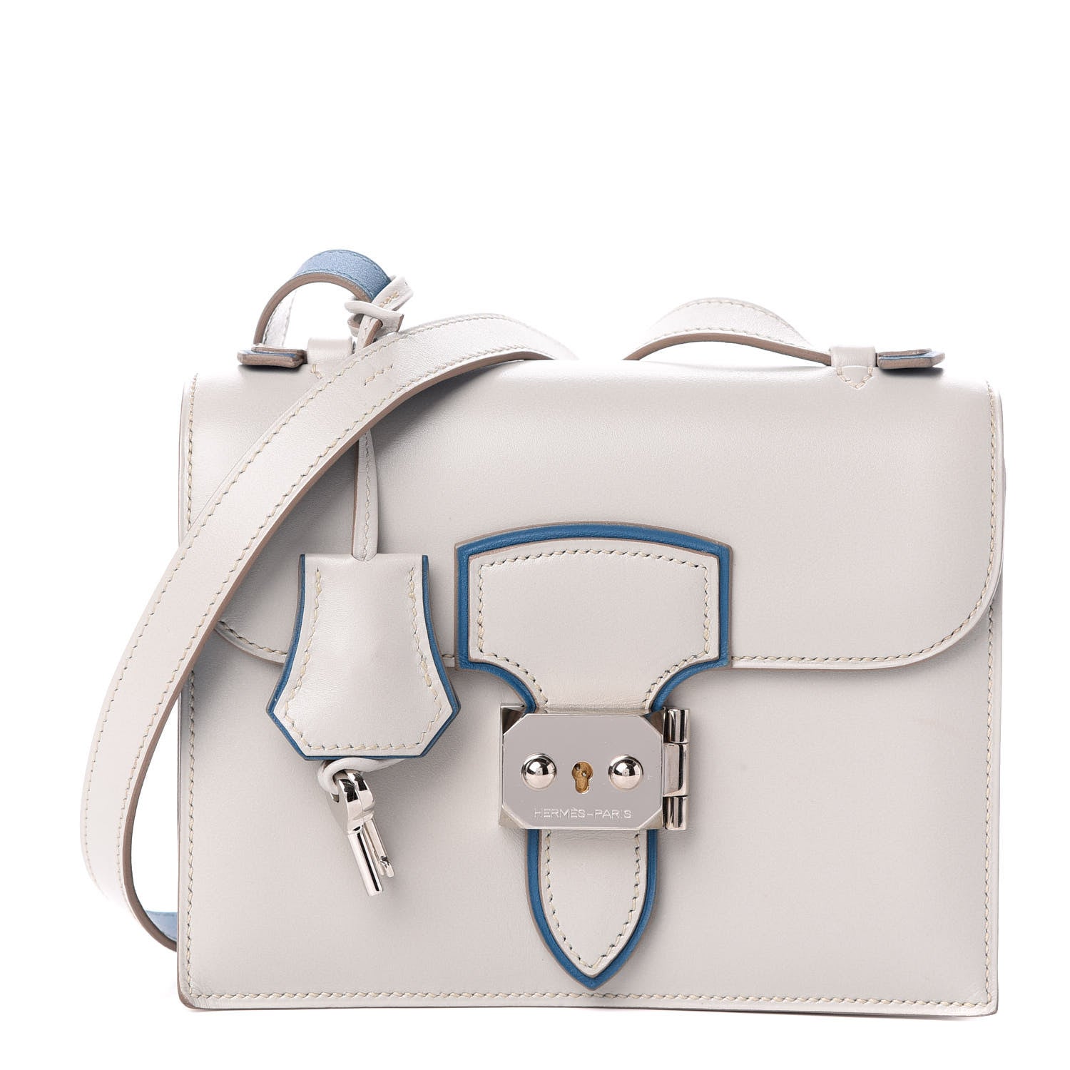 Hermes Tadelakt Chevre Mysore Mini Illico Gris Perle Bleu Izmir 1 of 9