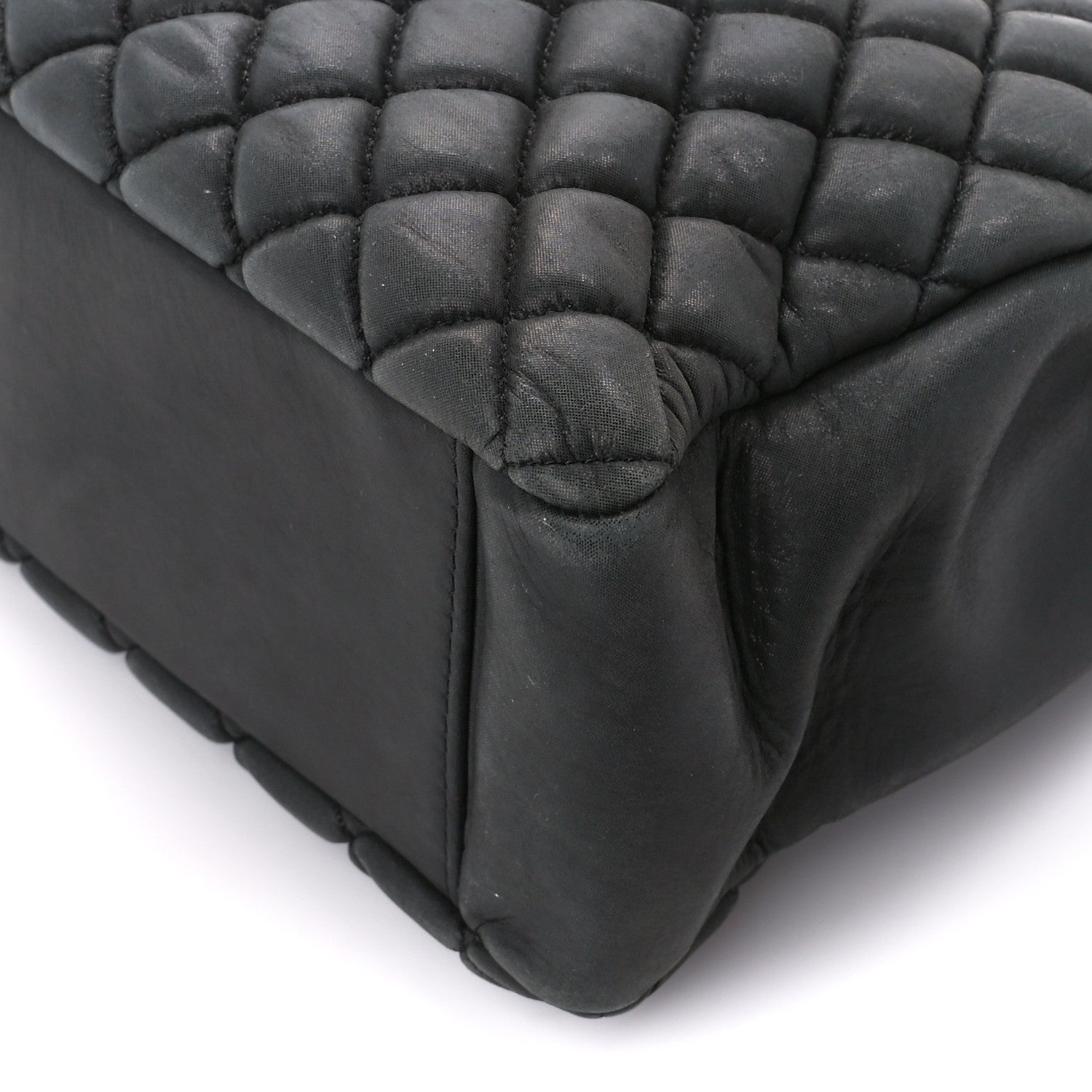 Chanel Iridescent Calfskin Small New Bubble Quilt Tote Dark Grey 10 of 10