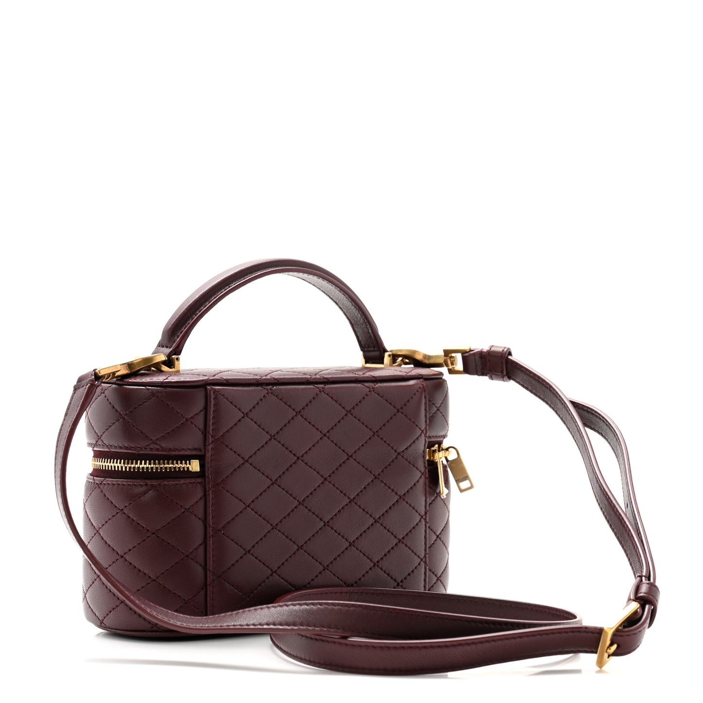 Lambskin Quilted Mini Gaby Vanity Case Rouge Cabernet