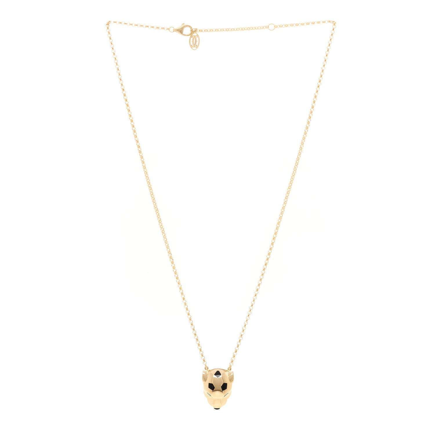 Cartier 18K Yellow Gold Tsavorite Onyx Panthere De Cartier Pendant Necklace 3 of 5
